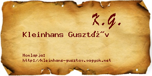 Kleinhans Gusztáv névjegykártya